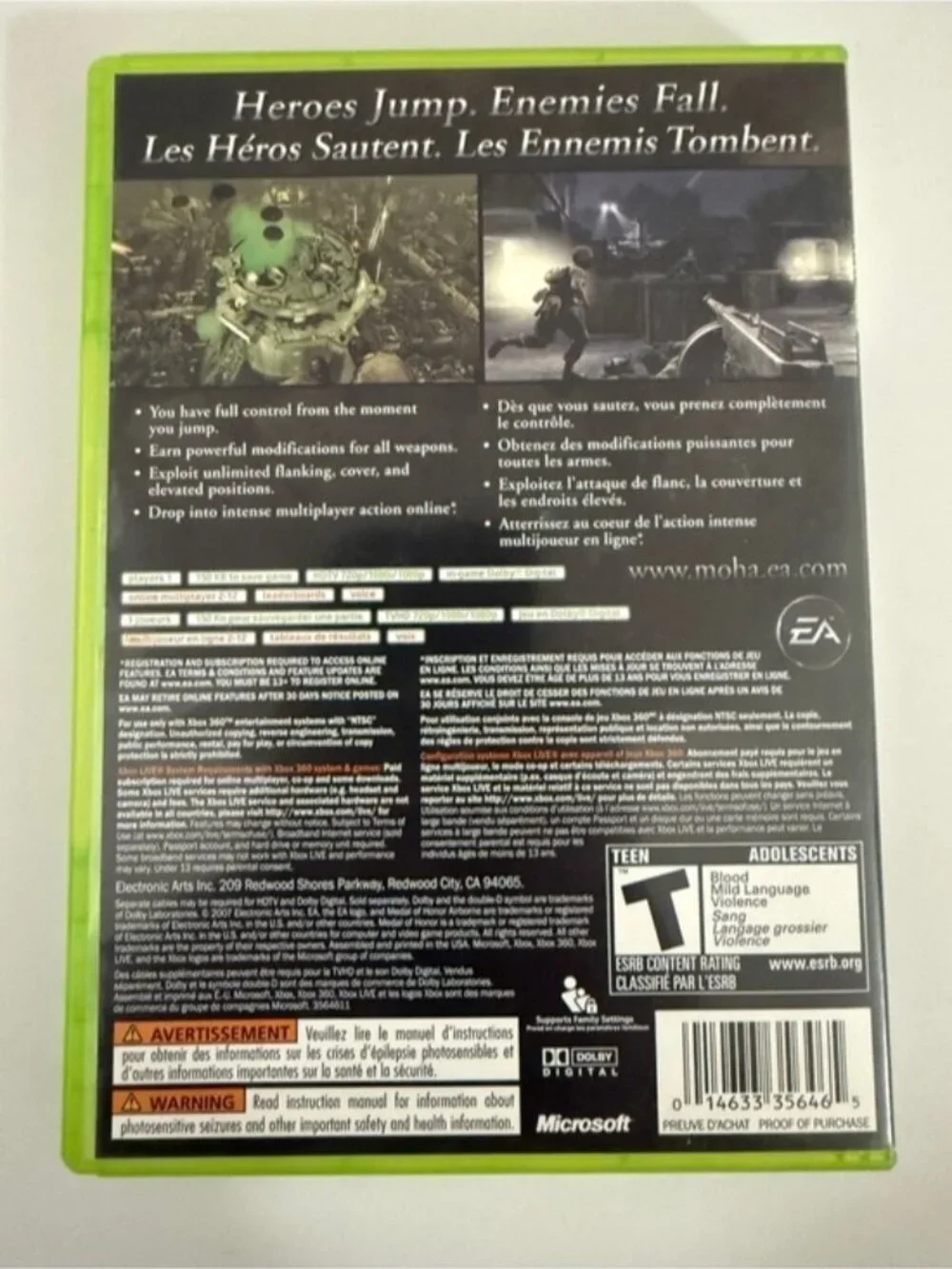 Medal of Honor Airborne Xbox 360 Complete w/ Manual